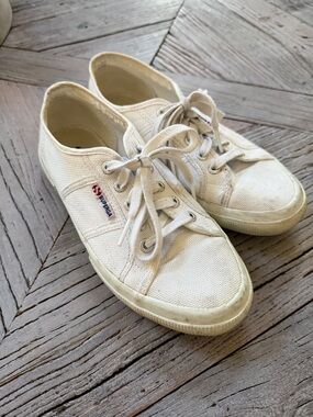 Superga Cream Canvas Low-Top Sneakers